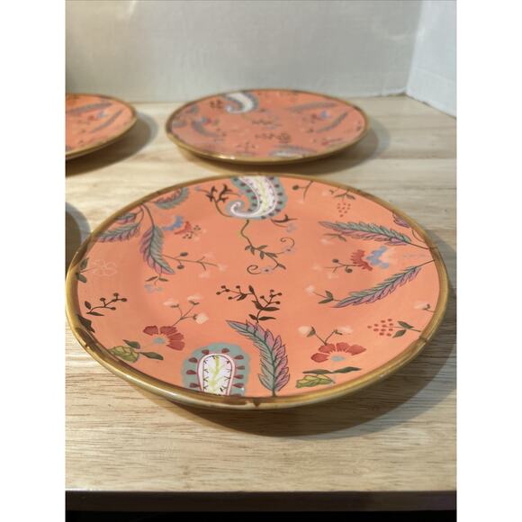 Set (4) Tracy Porter 9” Salad Plate Artesian Road Collection Hand Painted Orange - Picture 7 of 12